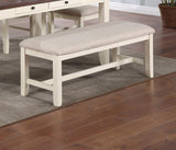 ZNTS White Classic 1PC BENCH Rubberwood Beige Fabric Cushion Seats Dining Room Furniture Bench B011120835