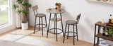 Round bar stool set with shelf, upholstered stool with backrest Grey, 23.62'' W x 23.62'' D x W1162101846