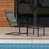 Outdoor Patio Bistro Set of 2, C Spring Motion Chair, All-Weather Conversation Armchair with Ottoman W1859113279