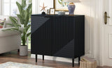 Mirod Modern Minimalist Side Cabinet with Adjustable Shelves ,Stylish Geometric Door Design,Ample N760P221050B