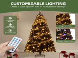 6ft Pre-lit Artificial Pine Christmas Tree with 818 Branch Tips & 250 Lights, Remote Control, Black 15530326