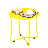 ZNTS 18" Metal Countertop Small Round Table Terrace Wrought Iron Side Table Golden 32416083