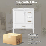 30" Bathroom Vanity with Ceramic Sink, Soft-Close Door with Built-in Shelf, Deep Standard N729P184479K