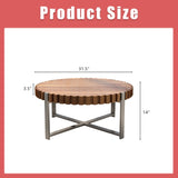 31.4-inch living room circular coffee modern natural wood grain handmade drum shaped coffee W1727P251174