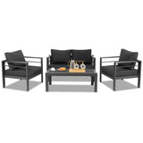 Aluminum Patio Furniture Set, 4 Pieces Modern Outdoor Conversation Set Sectional Sofa with Cushion 75618099