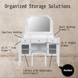 44.4" Makeup Vanity Desk with Large Adjustable Mirror, Dressing Table Set with Drawer & Cabinet, N844P292486A