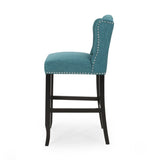 Vienna Contemporary Fabric Tufted Wingback 31 Inch Counter Stools, Set of 2, Teal and Dark Brown 64856.00T