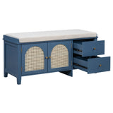 TREXM Shoe Storage Bench, Vintage Shoe Bench with Storage and Cushion, Shoe Bench with Drawers and N715P245263M