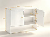 Wall Mounted Bathroom Cabinet, Modern Fluted Panel Storage Cabinet with Adjustable Shelf, 2-Door MDF 90307077