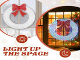 36in Pre-lit Outdoor Christmas Wreath Decoration, Lighted Metal Wreath with Red Bow, Remote Control 78170897