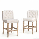 26.78'' seat height Vienna Contemporary Fabric Tufted Wingback Counter Stools, Set of 2, Beige N780P416105B