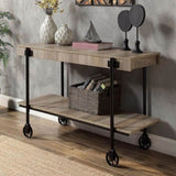 Industrial Style 1pc Sofa Table Natural Tone Slat Design Console Table Open Bottom Shelf Living Room B011P214571