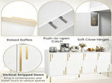 White 4-Door Buffet Storage Cabinet with Push-to-Open Soft Close Doors, Adjustable Metal Legs 88334688