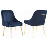 Dark Ink Blue and Gold Wingback Dining Chair B062P153694