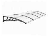 160"x40" Clear Panel Awning, One-Piece Polycarbonate Sun Panel with Black PP Bracket & Aluminum Bars 55846421