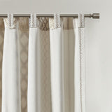1PC 50x108" Cotton Printed Curtain Panel with Chenille Stripe and Lining B035P341186