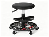 Black Rolling Mechanic Stool with 2-Tier Tool Storage Trays, PU Leather Pneumatic Height 25679117