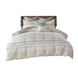 King/Cal King Cotton Printed Duvet Cover Set with Trims B03596469