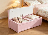 Pink Storage Bench Toy Box Chest with Large 27L Interior Toy Organizer with Top Lid And Backrest for 57784253