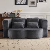 Queen Size Sofa Bed, Chenille Futon Sofa Couch, High-Density Foam Convertible Sleeper Sofa, W1829P280219