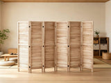6-Panel Wood Folding Privacy Screen, 66.9" Tall Louvered Room Divider, Portable Partition for Room 40333571