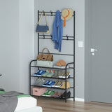 ZNTS Entryway Coat Hat Rack Shoe Storage Shelf 4 Tier Shoe Rack Freestanding Hall Tree Garment Hanger 16384782