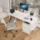 47.3"office desk with power outlet,2 Monitor Stands,2 drawers,Side Pocket,Easy to Assemble,Frame W2887P239957