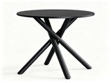 Modern Round Side Table with Crossed Metal Legs, 23.6" Small Accent End Table with Adjustable Feet, 07743307