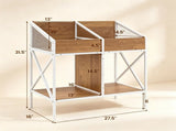 2-Tier Vinyl Record Storage Rack, Industrial Wood & Metal Record Display Stand with Anti-Tipping 32470131