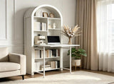 Folding Craft Desk with Storage Shelves, Convertible Hideaway Desk to Bookshelf, Foldable Desk with 18971865