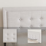 Iron Platform Bed Frame with Wooden slats support & Upholstered Headboard - Grey W2992P233436