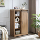 5 Drawers Dresser w/Sliding Barn Door, Farmhouse Modern Tall Dresser 5 Chest of Drawers, Storage W2275P206614