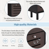 ON-TREND Minimalist Slim Tipping Bucket Shoe Cabinet with Hanging Hooks, Slits Design Panels WF308729AAB