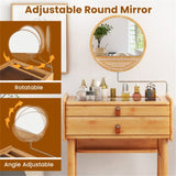 Bamboo vanity with mirror and 2 storage drawers 99206002