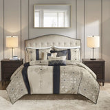 Cal King 7 Piece Jacquard Comforter Set with Throw Pillows B035128852