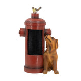 ZNTS 16.2x11x26.8" Red Fire Hydrant Water Fountain with Dog Bird Accents, Outdoor Fountian with Light W2078P178884