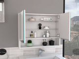 Medicine Cabinet, One Open Shelf, Three Interior Shelves, White B097133186