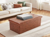 30 Inch Folding Ottoman With Storage Bench, Bedside Storage Bench With Leather Top Cover and 55686876