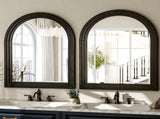 40"x30" Arched Bathroom Mirror with Wooden Frame Decorative Wall Mounted Mirror, Black 33173401