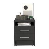 Nightstand 23.6" H, with 2 Drawers and 1 Shelf, Black B097P250851