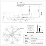 Dia 33 inch Chandelier Ceiling Fan With Remote Control,DC Motor ,6 Speed,3 ABS Blades for Bedroom W1592P207466