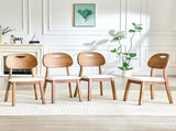 2 walnut colored solid wood dining chairs, white PU soft seat cushions, hollowed out backrests, and W1151P455539