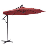 ZNTS 10 FT Solar LED Patio Outdoor Umbrella Hanging Cantilever Umbrella Offset Umbrella Easy Open 49127246