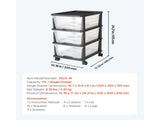 50L 3 Storage Drawer Cart, Clear Plastic Storage Drawers with Wheels Sturdy Cart with 3 Bins for 20355196
