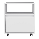 Austin Nightstand , End Table, Side Table Casters, Single Drawer-White B07092129