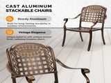 Patio Chairs Set of 2 - Stackable Outdoor Cast Aluminum Dining Chairs with Vintage Bronze Finish and 93816729