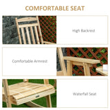 2 Pieces Wood Patio Bistro Set, Outdoor Rocking Chair Set with Armrests High Back Rocking Chair W2225142477