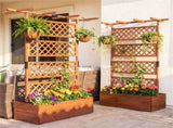 72" Raised Garden Bed with Lattice Trellis, 4.8 Cu.Ft Fir Wood Planter Box with Drainage Holes for 23952736