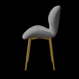 Modern minimalist grey teddy velvet Dining Chairs Set of 2 with sturdy gold metal legs and W1727P251125