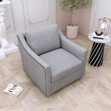 ZNTS 360 Degree Swivel Armchair Cotton linen skin-friendly fabric Ergonomic design Brass nail decorative W2113127543